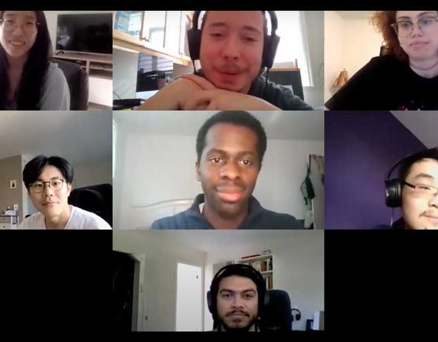 Screenshot of students and campus staff from British Columbia on a video call reciting the modernized version of Psalm 22