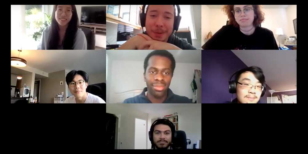 Screenshot of students and campus staff from British Columbia on a video call reciting the modernized version of Psalm 22